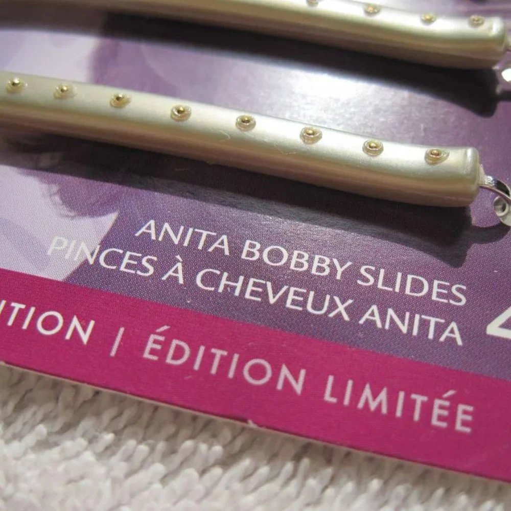 4 Goody Anita Bobby Slides Hair Pins Pearl Pink Magenta Beige White Gold Spots